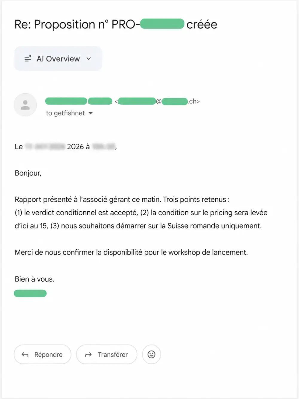 Email di follow-up dopo la restituzione