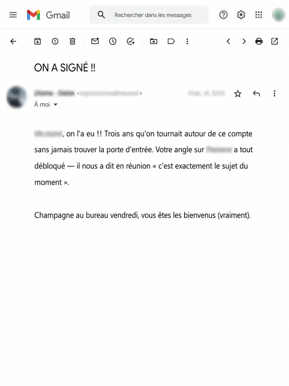 Email — prima firma su un cliente ambito